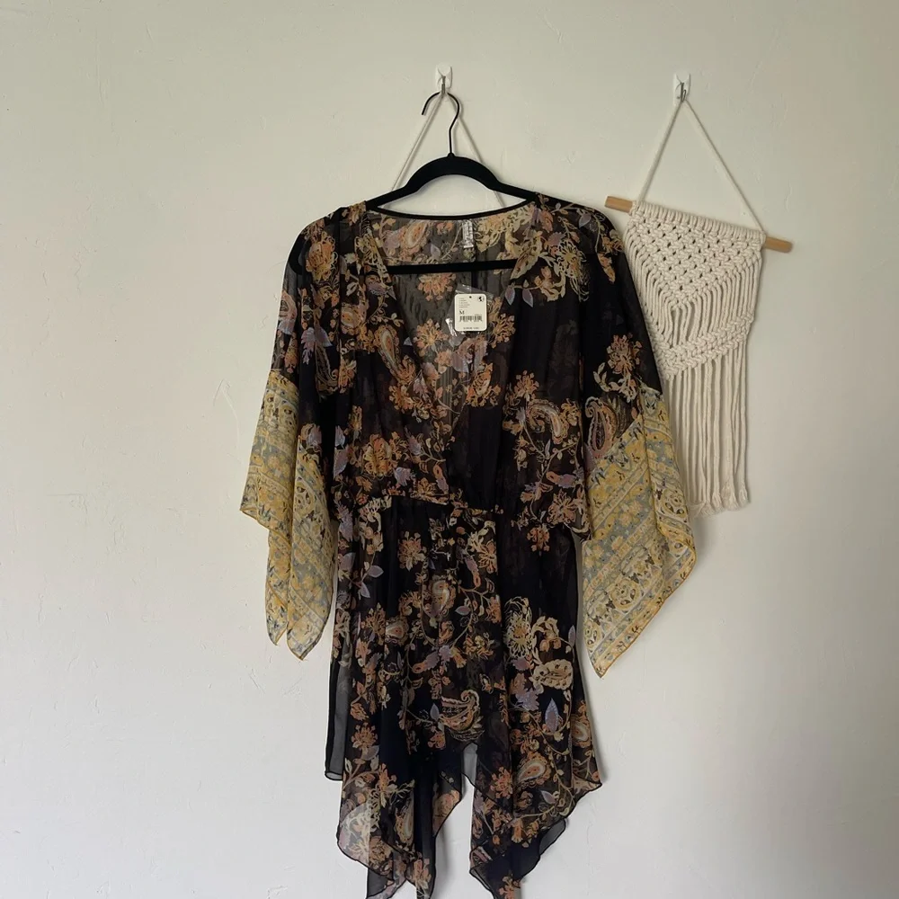 Free People Dream State Floral Kimono Cover Up
